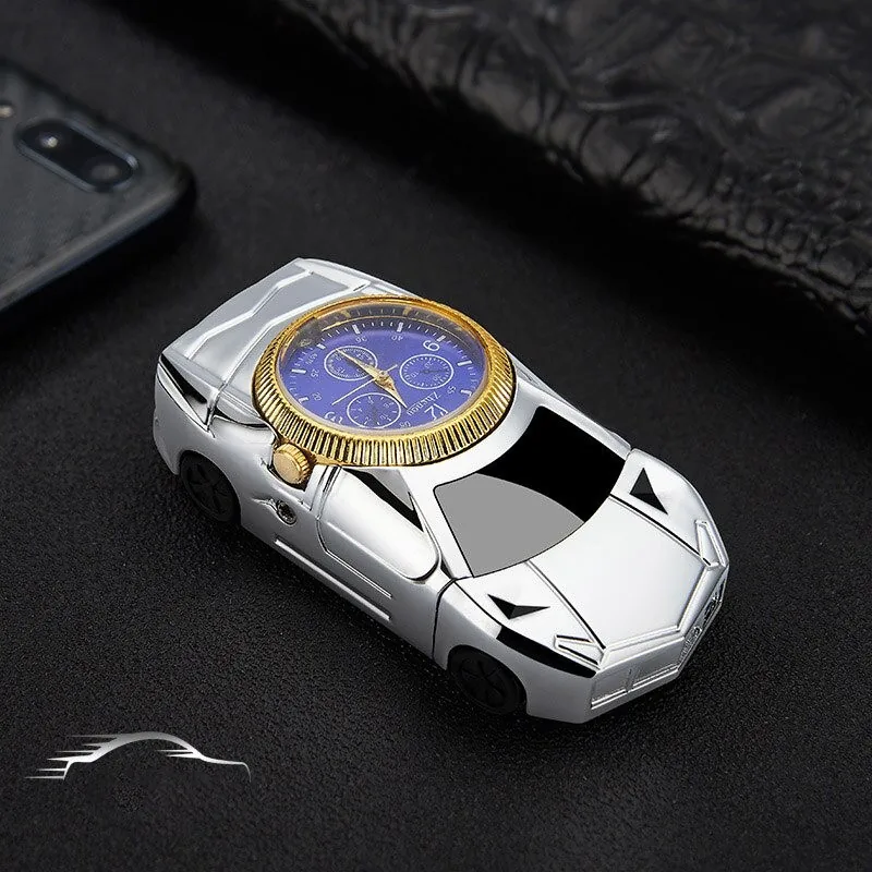 Laikrodis žiebtuvėlis "Sidabrinis automobilis 5" (atsparus