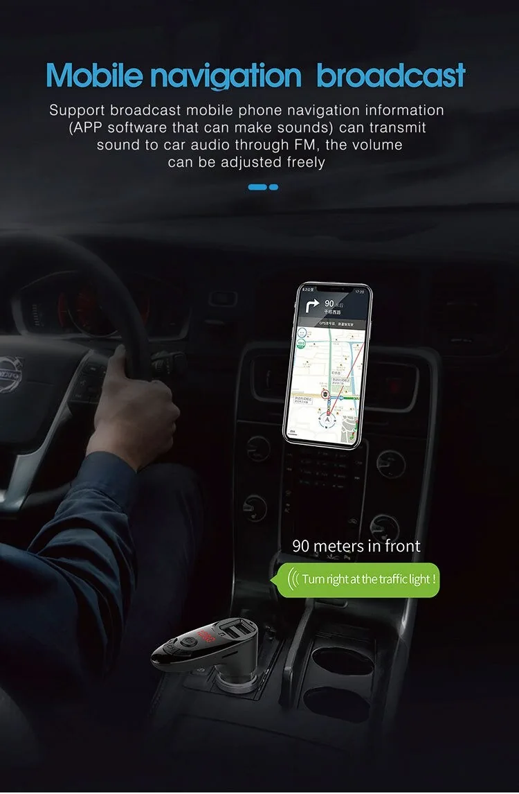 FM bangų moduliatorius automobiliams (su Bluetooth laisvų rankų