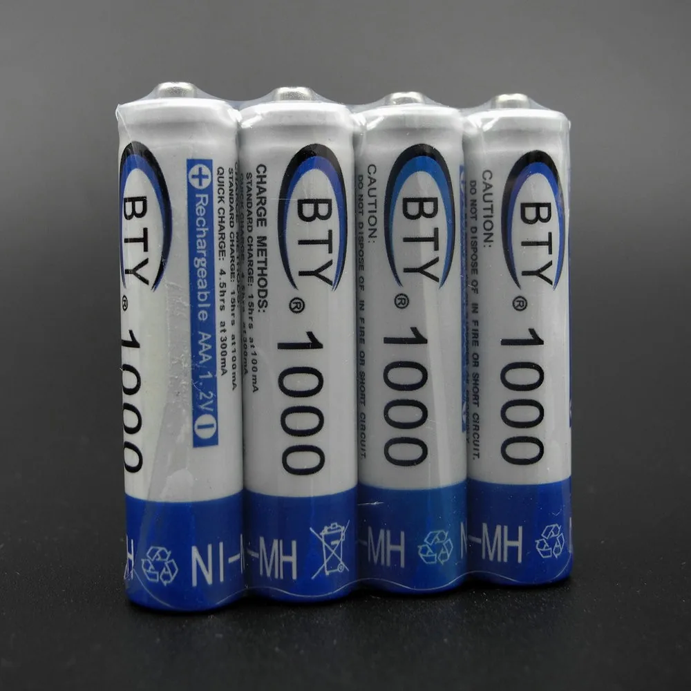 4 įkraunamos 1000 mAh AAA baterijos