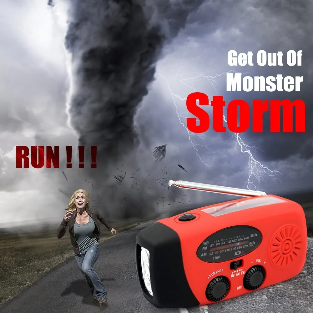 Dinamo maitinamas AM/FM/NOAA orų radijas (2000 mAh)